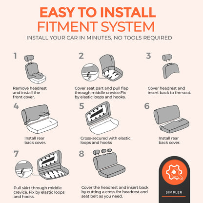 Floray Polyester Car Seat Covers Full Set - Universal Fit for Cars, SUVs, and Trucks