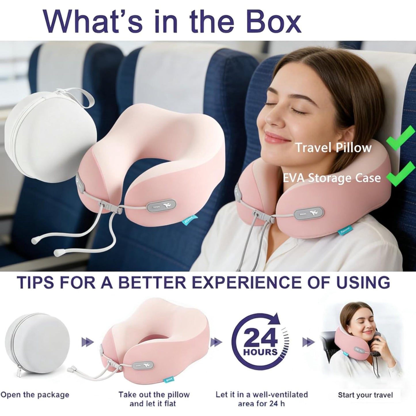 WEENEED 2-in-1 Memory Foam Neck Pillow and Lumbar Support Cushion, Ergonomic Travel Pillow for Airplane with Adjustable Straps, Car Office Backrest with Washable Cover