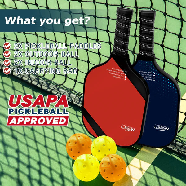 NFTIGB Pickleball Paddles Set, Lightweight, USAPA Approved 2 Pickle Ball Rackets with 4 Balls