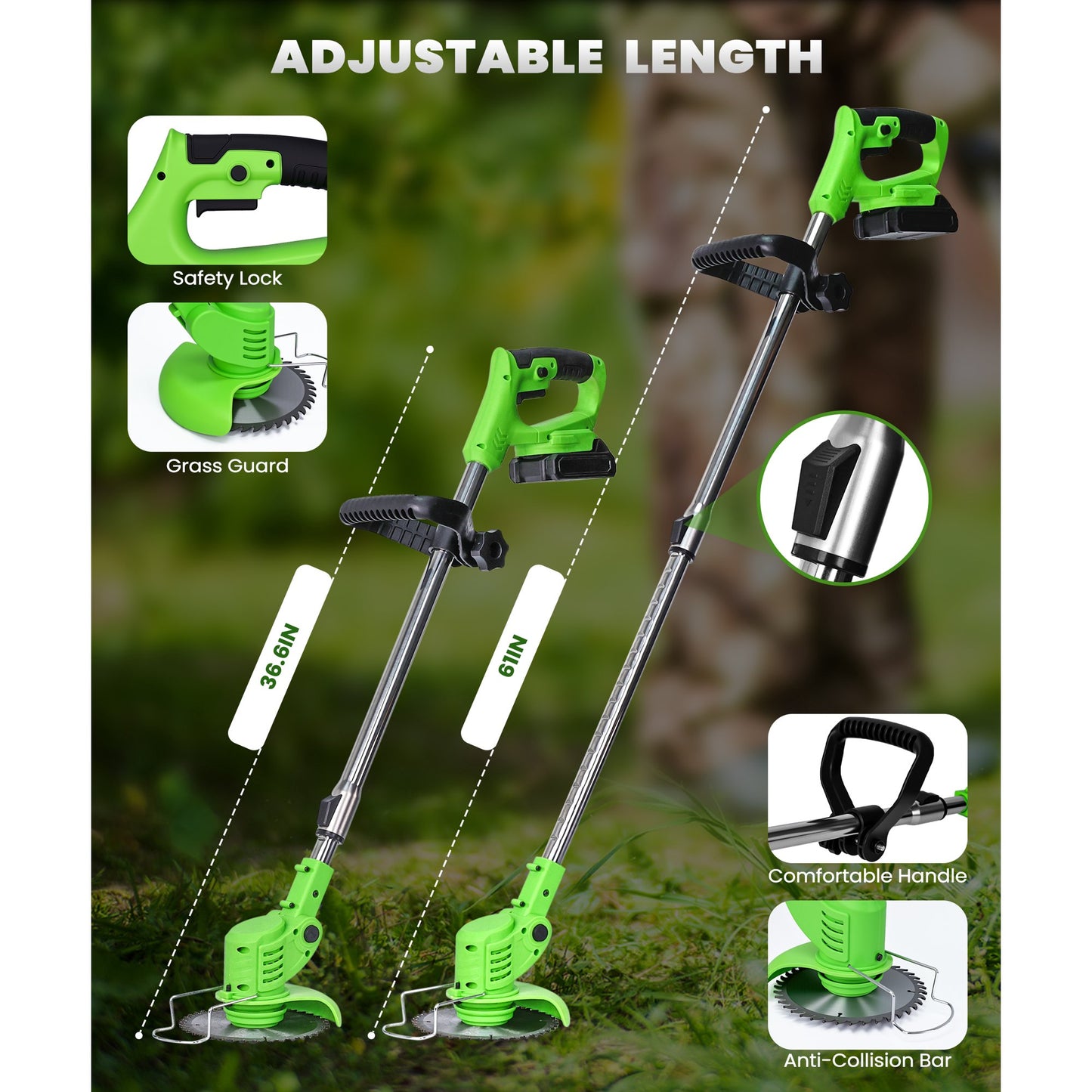 YAHHU 21V Cordless 3-in-1 Weed Wacker, Trimmer, Edger & Mower with Multi-Blade System for Effortless Lawn & Garden Care