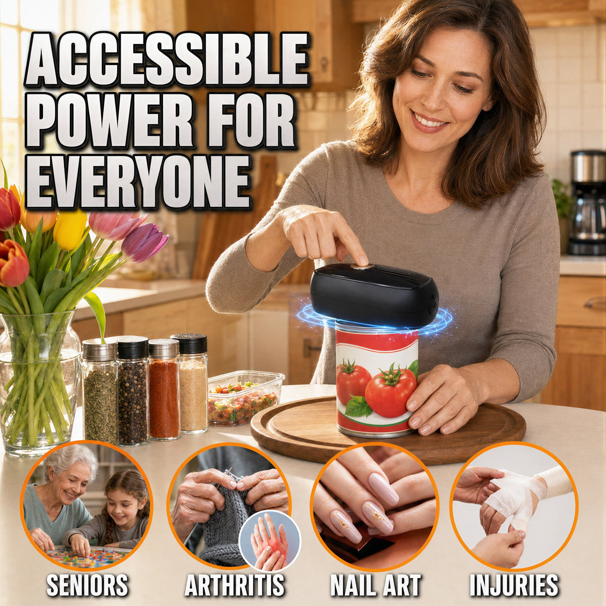 Suodoka Electric Can Opener, USB Rechargeable Automatic Can Opener with Smooth Edge, Hands-Free Magnetic Lid Opener for Seniors with Arthritis