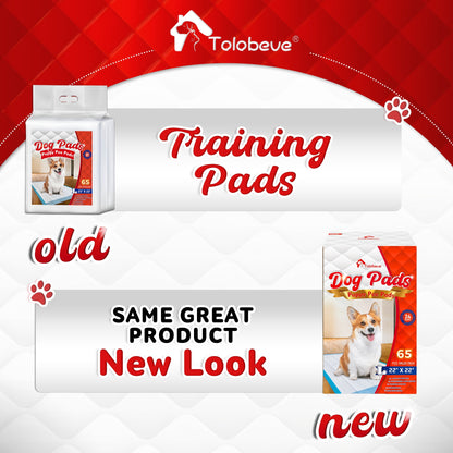 Tolobeve Puppy Pads Training Pads, Large, 22 in x 22 in, 65 Count Disposable Dog Pee Pet Pads