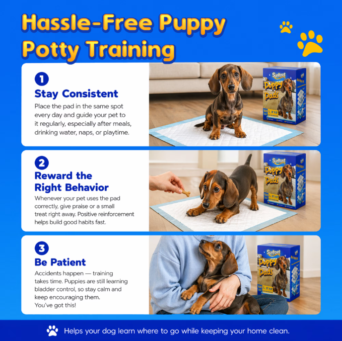 Sunypet Puppy Pads Disposable Dog Potty Training Pads, Quick Dry, Ultra Absorbent, L 23"x23", 100ct