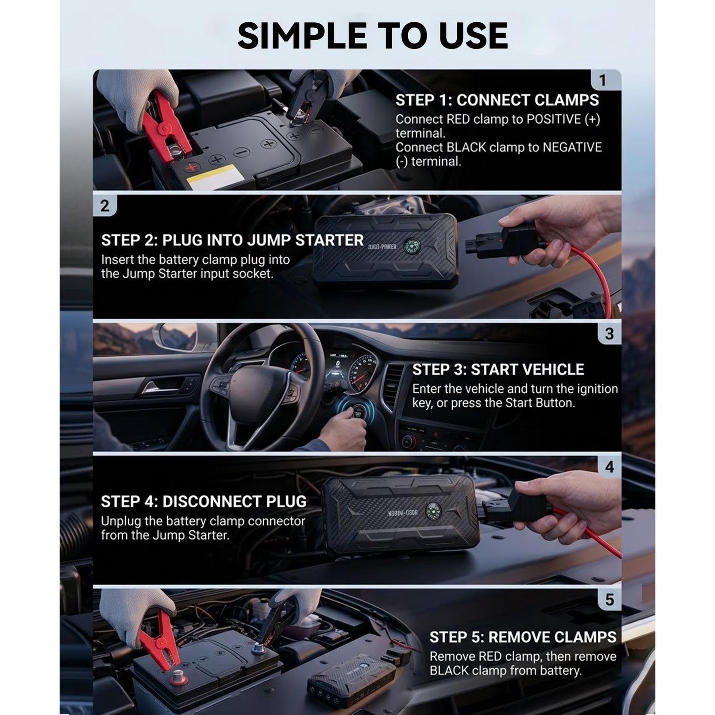 MORSUMA Car Jump Starter, 1500A Peak 12V Battery Booster for Up to 6.0L Gas and 4.0L Diesel Engines
