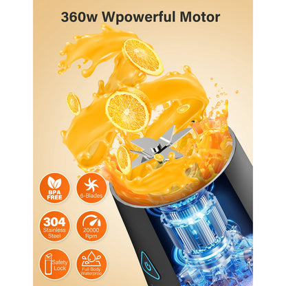 Suodoka Fit Compact Personal Blender, 24 Oz Portable Blender for Smoothies, Shakes, Cordless Powerful Blending, with Leakproof-Lid