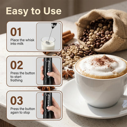 M Buder Milk Frother, Handheld Foam Maker and Electric Egg Whisk, 3 Speed Rechargeable Coffee Frother Wand with 2 Detachable Whisks, Black