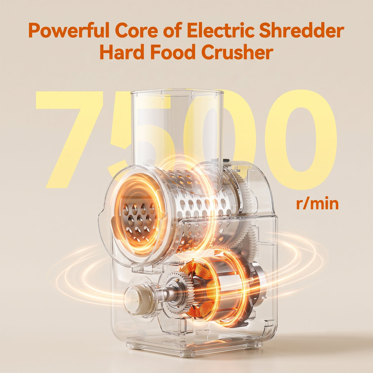 M Buder Electric Cheese Grater, 6 Blades Electric Grater for Home Kitchen, One-Touch Control Electric Cheese Shredder, Mandoline Slicer, Beige