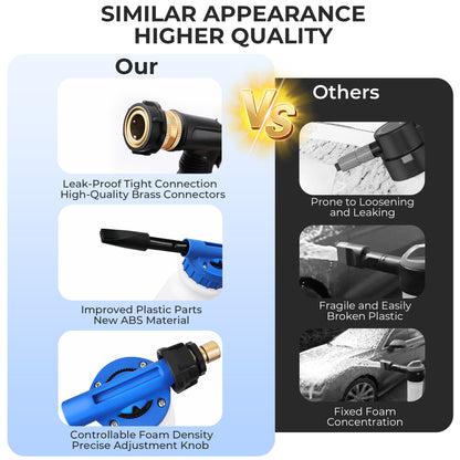 OHHANI Foam Cannon Adjustable Pressure Washer Foam Cannon, Professional Car Wash Gun, Nozzle Accessories, High-Density Cleaning Mitt for Car Washing and House Cleaning, Blue