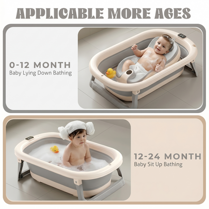 Rupoun Foldable Baby Bathtubs, Collapsible Bathtub for Infant Newborn Boys and Girls, Portable, Plastic, Gray