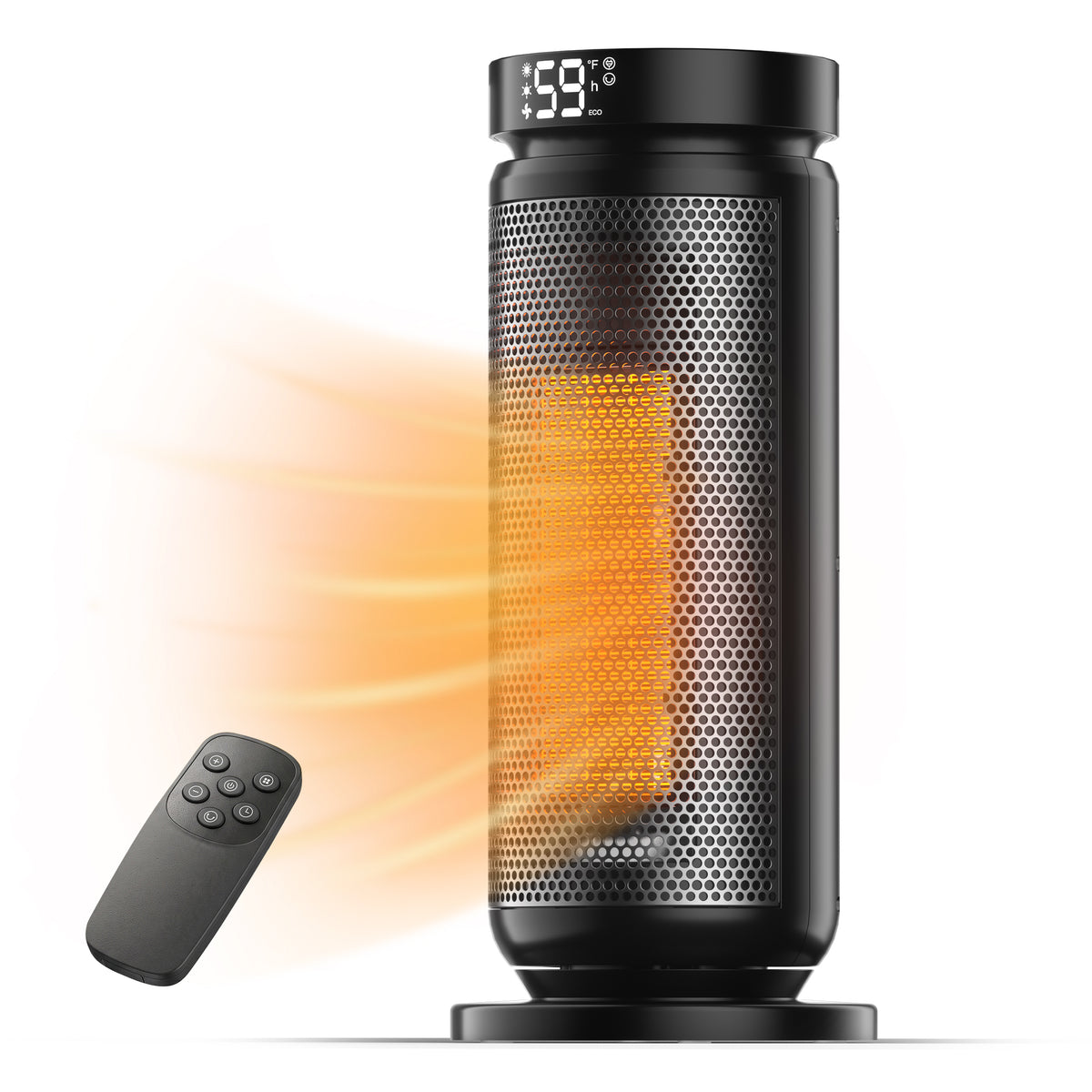 Lairy 1500W Space Heater for Indoor, 16" Portable Electric Heater for Desk and Floor, 2 Heat Settings, ECO Thermostat, Oscillation, Timer, Black