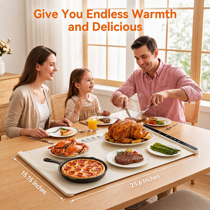 M Buder Food Warming Tray, Electric Warmer Mat, Portable Warmer for Party, Family Dinner, Residential, 3 Adjustable Temperature and Timer