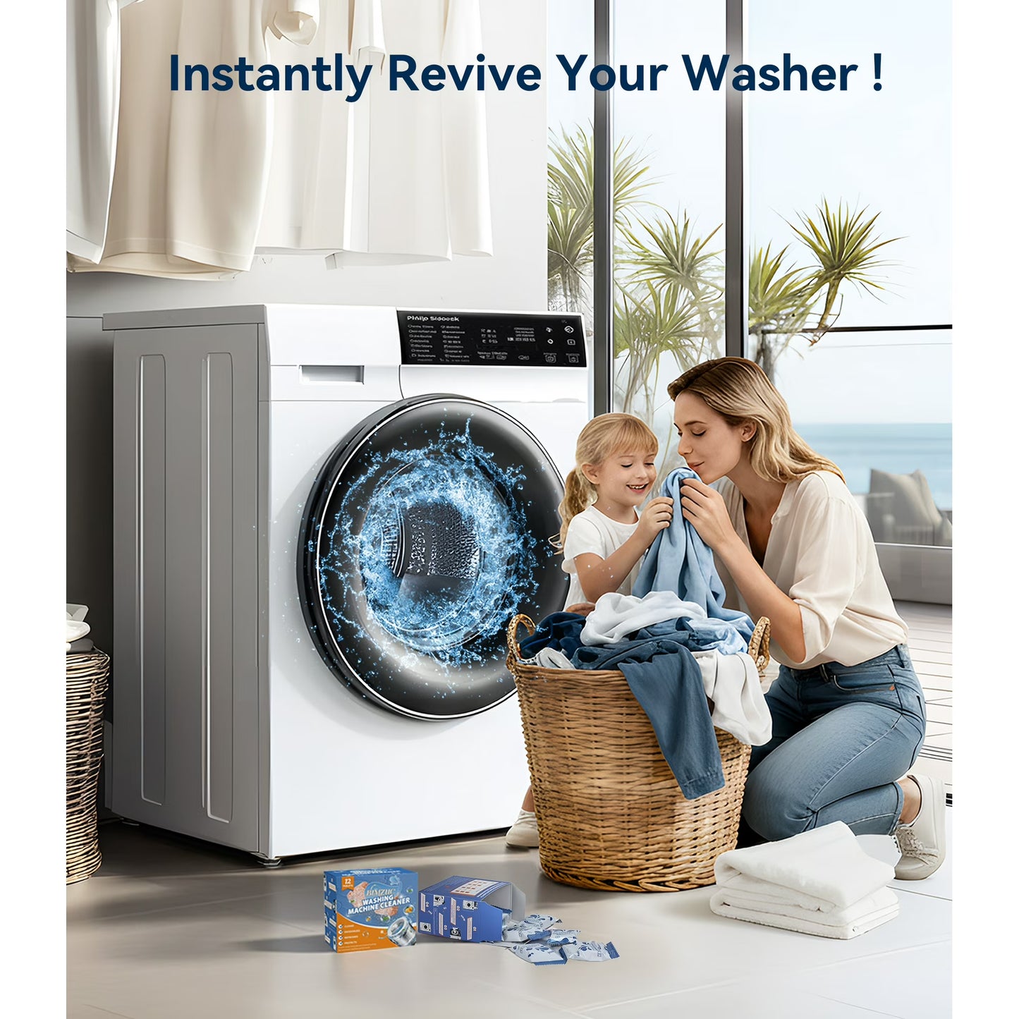 FVSA Washing Machine Cleaner Tablets, Deep Cleaning Odor Eliminator for Front and Top Load HE Washers, 12 Count
