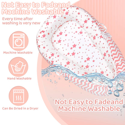 TAYYEE Baby Playmat – Portable Infant Lounger with Soft Pink Mat, for Newborns & Toddlers 0-24 Months