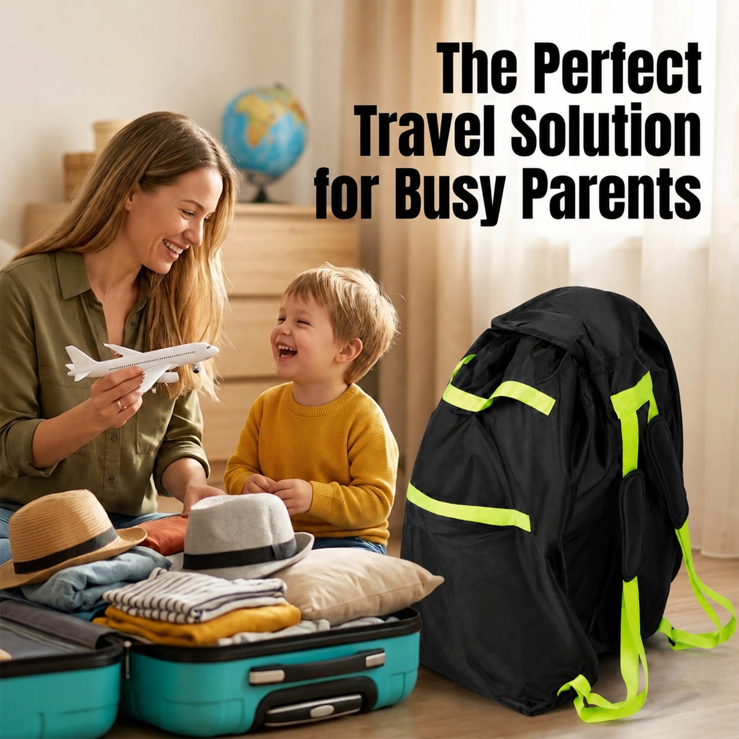 ZNQPLF Car Seat Travel Bag with Padded Straps, Car Seat Backpack Travel Bag for Airplane Air Travel, Waterproof Oxford Gate Check Storage Bag