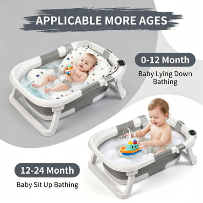 Rupoun Baby Bathtub, Collapsible for Newborn Boys and Girls, Foldable Baby Bathtubs, Gray, Plastic