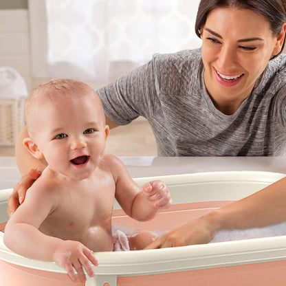 Rupoun Foldable Baby Bathtubs, Collapsible Bathtub for Infant Newborn Boys and Girls, Portable, Plastic, Pink