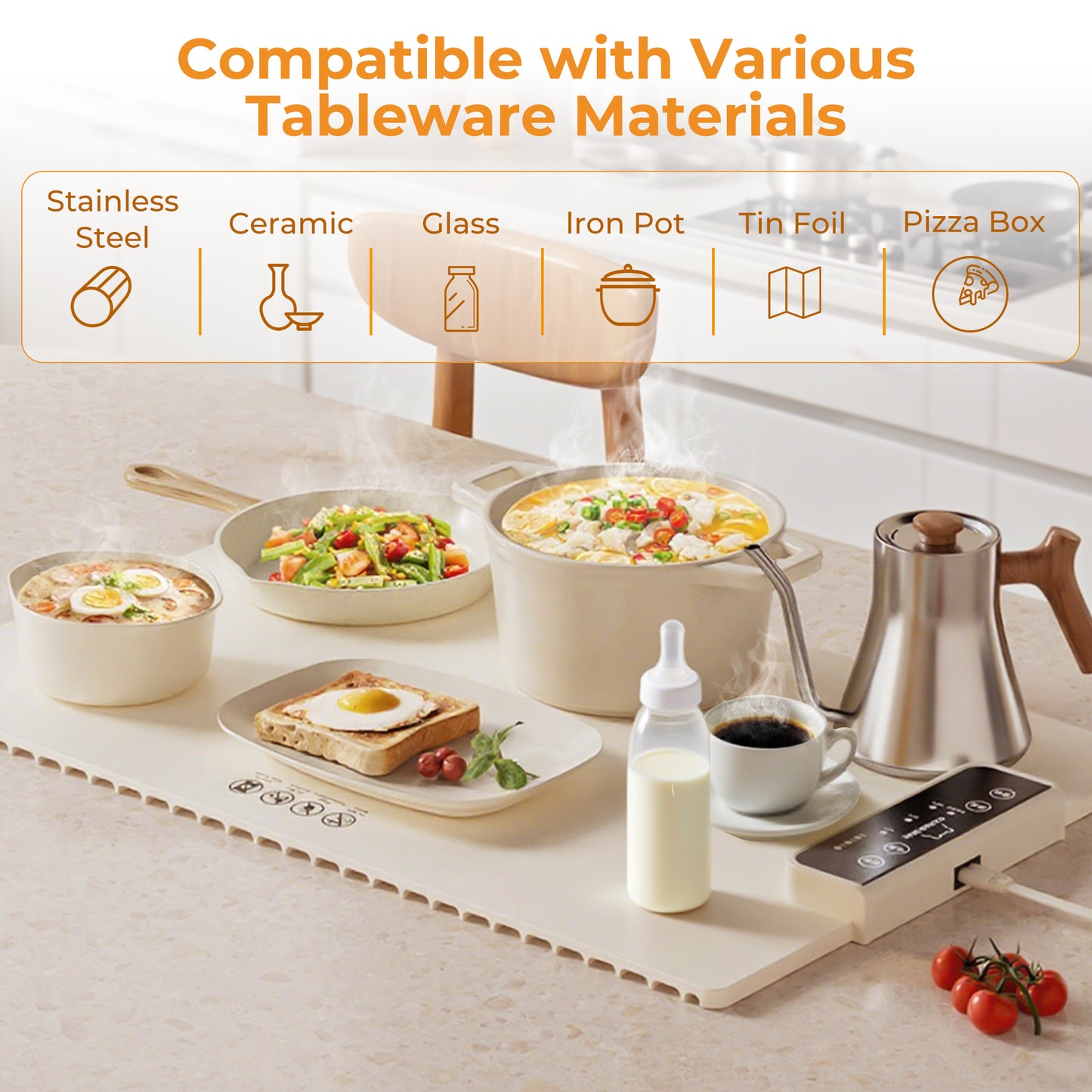 M Buder Food Warming Tray, Electric Warmer Mat, Adjustable Temperature and Timer, Portable Warmer for Party, Family Dinner, Residential