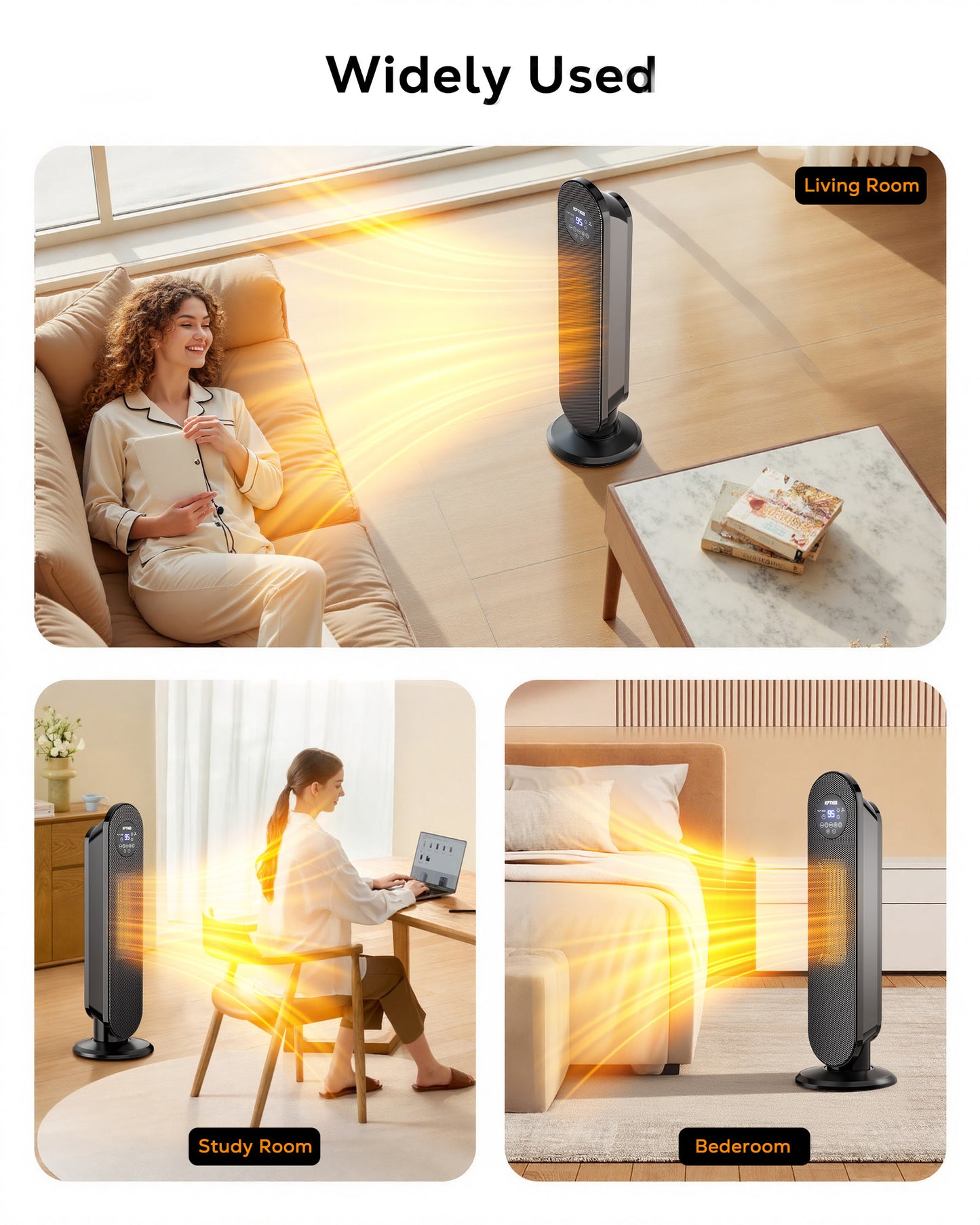 NFTIGB 25" Space Heater for Indoor Large Room, 1500w Oscillating Electric Heaters with Remote Fast Heating,New