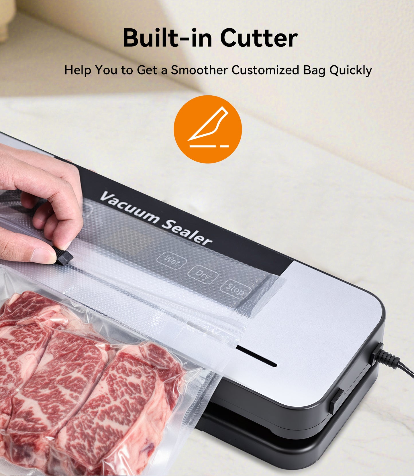 M Buder Vacuum Sealer Machine, Automatic Sealing for Food Storage with Cutter, 5 Modes, Residential, Commercial