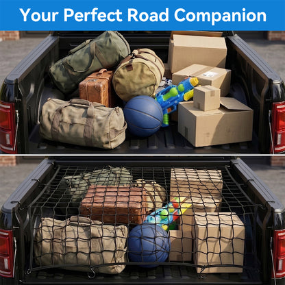 MORSUMA Cargo Net Heavy Duty for Pickup Truck Bed, 47.2 x 35.4 Inch with 12 Hooks, Black, 1 Pack