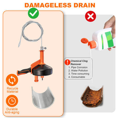 HODVIT 25Ft Drain Snake, Plumbing Snake Drain Hair Clog Removal Tool, Suitable for Kitchens, Bathrooms and Sinks, Includes Protective Hose and Gloves