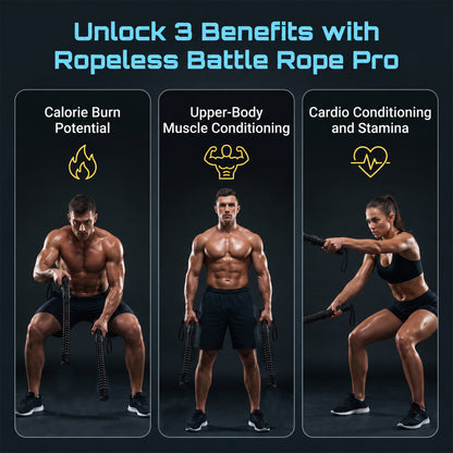 Feeray Ropeless Battle Ropes, 2-Piece High Inertia Cordless Fitness Equipment for Home Gym, Core & Cardio Training, Black