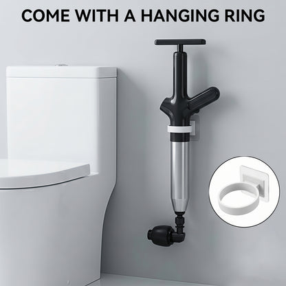 LZSDS Power Air Plunger for Toilet Heavy Duty, Visible Pressure Gauge Drain Unclogger with 4 Heads Splash Free