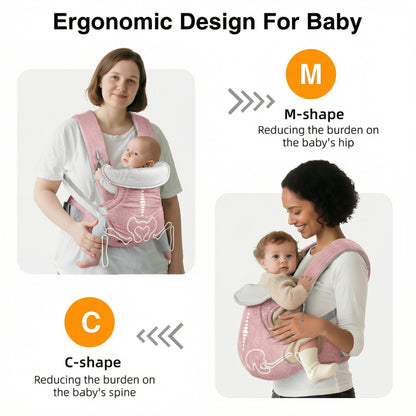 RUPOUN Baby Carrier, Convertible Soft & Cool Baby Carrier, 4-Position, Pink, for Child, Infant, Newborn