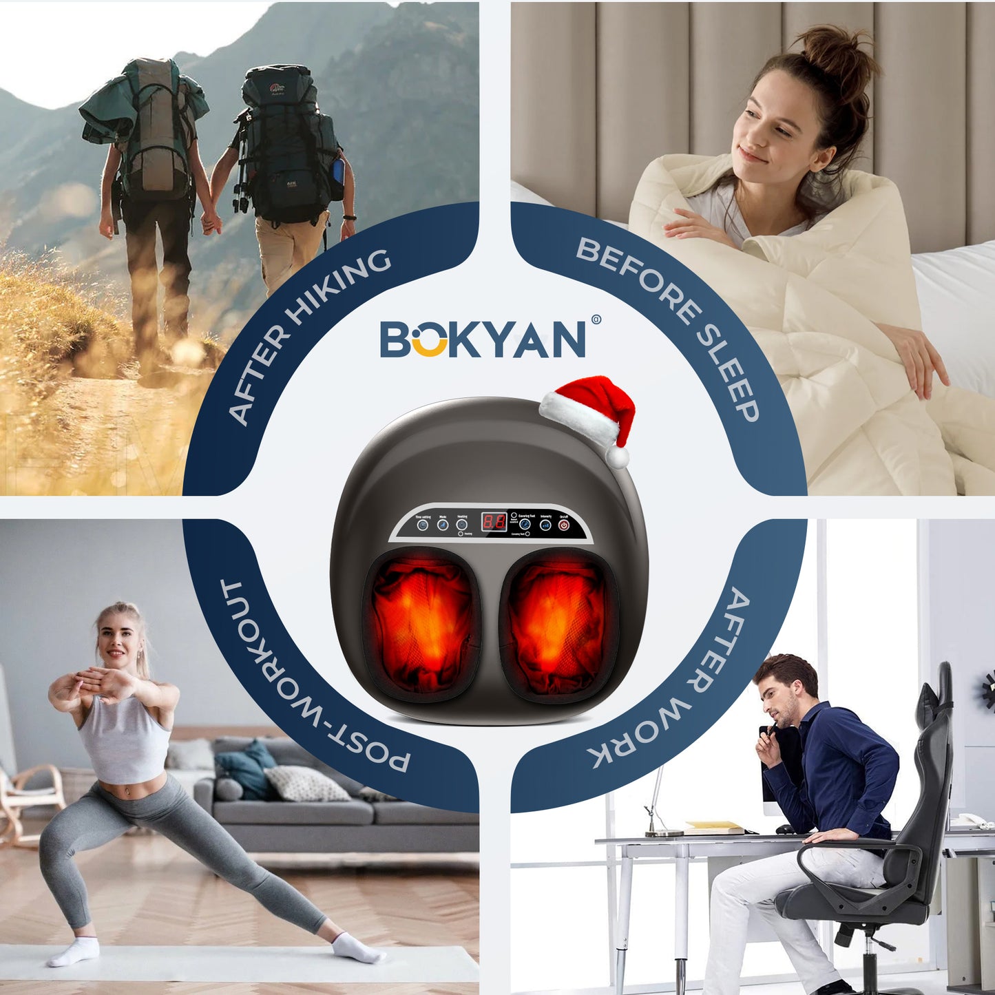 BOKYAN Shiatsu Foot Massager, Foot Spa for Comfort and Relief, Big, Gift, Black