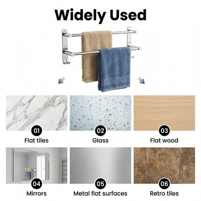 LZSDS Towel Racks for Bathroom Wall Mounted, 304 Stainless Steel Retractable Double Towel Bar 16-29 in with Hooks