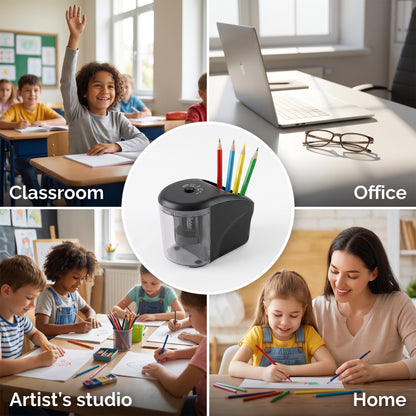 AOLIGO Electric Pencil Sharpener Auto Stop, Automatic Sharpener for Classroom Office Home Art Pencils Black