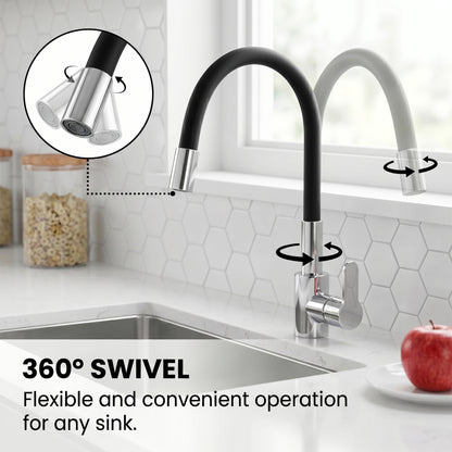LZSDS Kitchen Faucet with Sprayer for RV, 360 Rotating Brass, Black