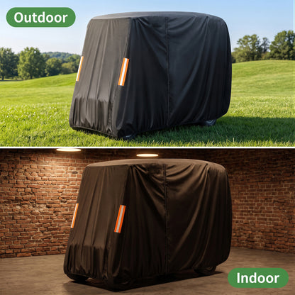 MORSUMA 112.2 Inch 210D Oxford Golf Cart Cover, Golf Cart Covers 4 Passenger, Black, 1-Pack