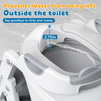 RUPOUN Adjustable Potty Training Seat with Step Stool, Toddler Potty Seat for Toilet, Anti-Slip & Splash Guard for Boys & Girls, Gray