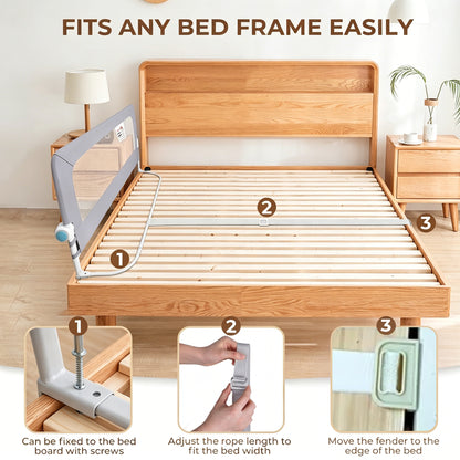 Bed Rails for Toddlers, Baby Bed Rail Guard Foldable Toddler Bed Rail (Gray, 59in Sizes)