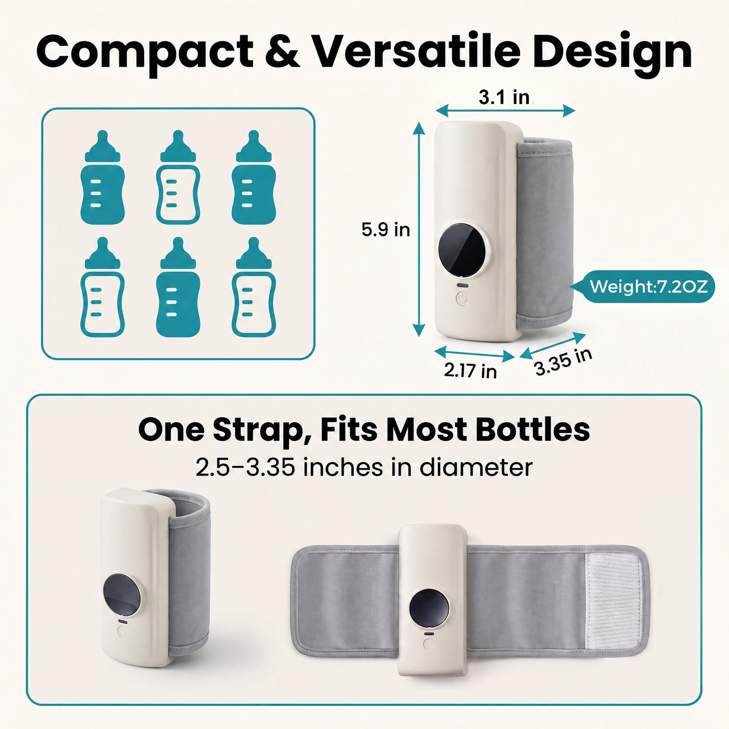 ZNQPLF Portable Bottle Warmer, Baby Milk Warmer, Milk Warmer for Baby, Rechargeable Bottle Warmer, 6 Temp Presets Fast Heating Travel Bottle Warmer for on-the-Go Feeding