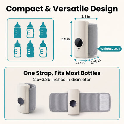 ZNQPLF Portable Bottle Warmer, Baby Milk Warmer, Milk Warmer for Baby, Rechargeable Bottle Warmer, 6 Temp Presets Fast Heating Travel Bottle Warmer for on-the-Go Feeding