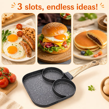 M Buder Egg Frying Pan, 3-Cup Nonstick Egg Pan , Aluminum Breakfast Skillet for Breakfast, Pancake, Hamburger, Sandwiches, Suitable for Gas Stove & Induction Cookware
