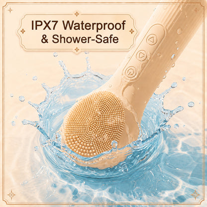 XSAPT Silicone Facial Cleansing Brush, 3-Speed Heated Face Scrubber, 5.63-inch