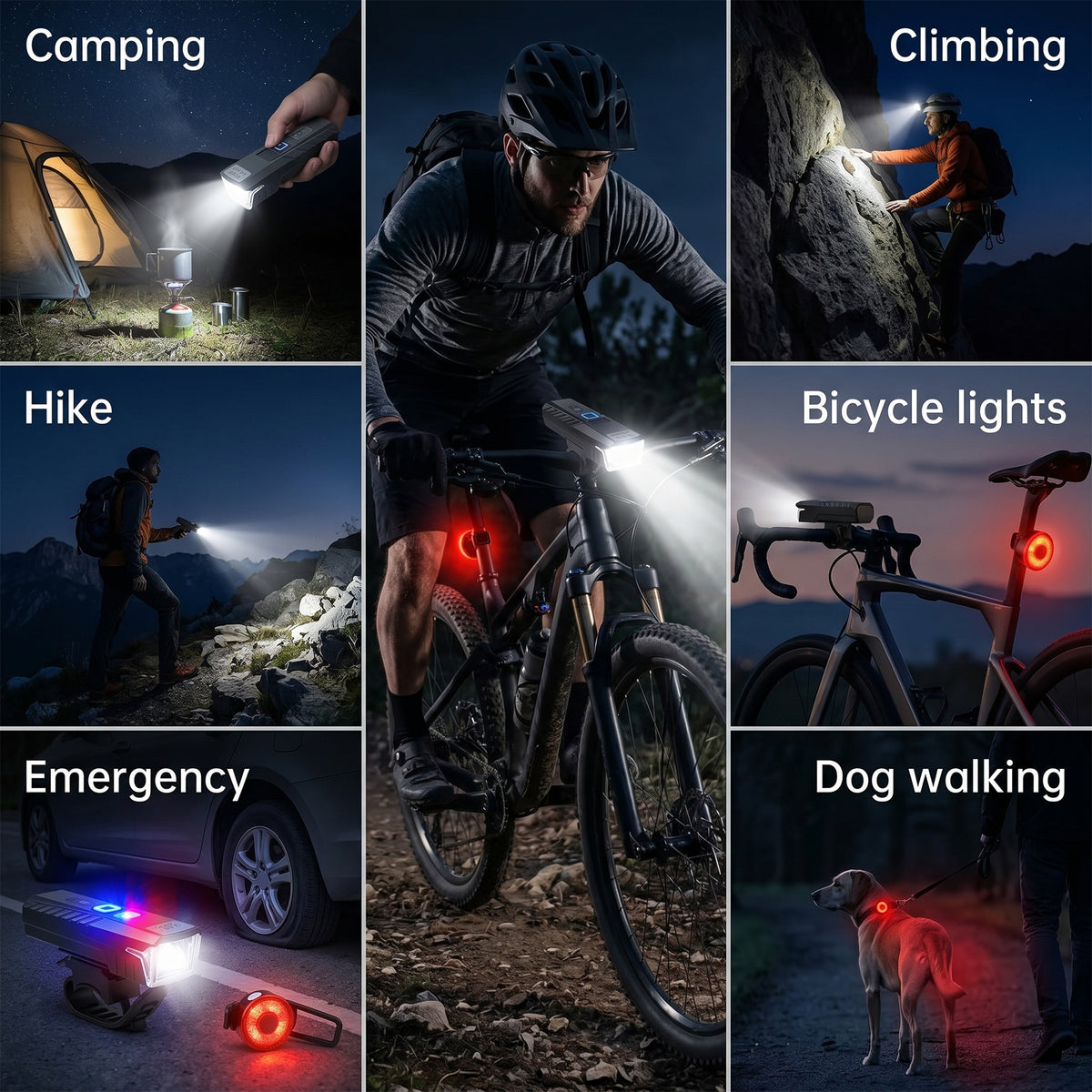 MORSUMA Bike Light Set, IPX4 Waterproof Smart Sensor Headlight with LCD Display, Black