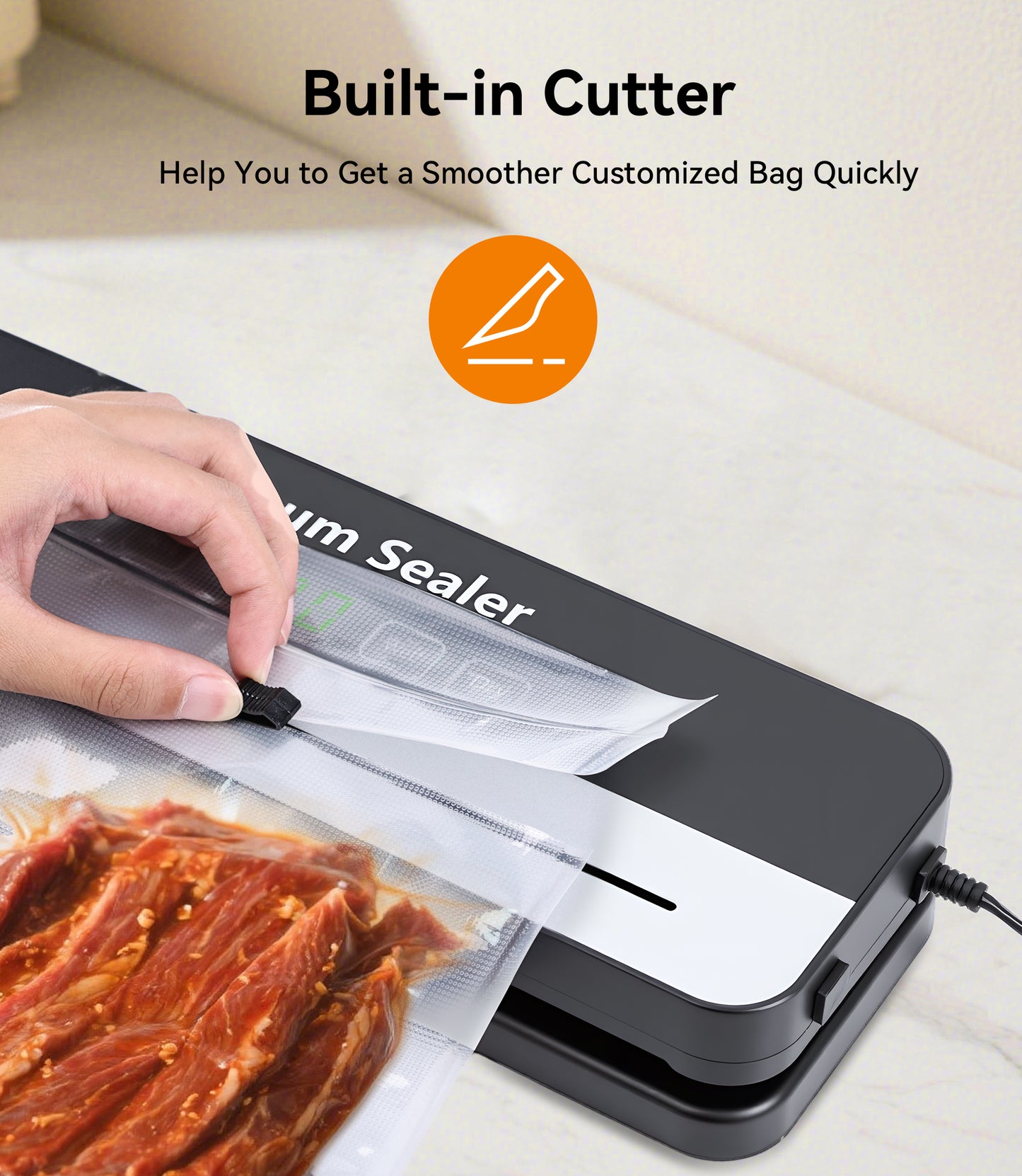 M Buder Vacuum Sealer Machine, Automatic Sealing for Food Storage with Cutter, 5 Modes, Residential, Commercial