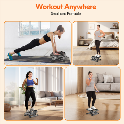 OPMUKIN Mini Stepper for Exercise, Stair Steppers Workout at Home with Resistance Bands & LCD Monitor, Cardio Fitness Equipment Machine with 330LBS Capacity