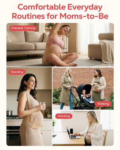 RUPOUN Adjustable Maternity Belly Band – Pregnancy Belt for Back & Pelvic Support, Comfortable for Pregnant Women, Beige