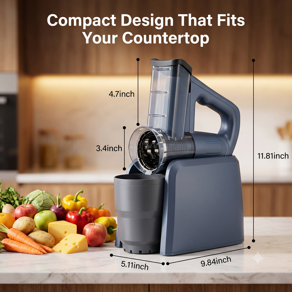 M Buder Electric Cheese Grater, 5 Blades Electric Grater for Home Kitchen, One-Touch Control Electric Cheese Shredder , Mandoline Slicer, Battery Digital Display, Gray
