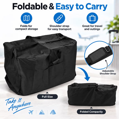 GONCON Foldable Wheelchair Bag Waterproof Large Capacity Oxford Cloth Travel Carrier for Travel Outdoor Black, 45.3 x 31.5 x 15.7 inches / 115 x 80 x 40 cm