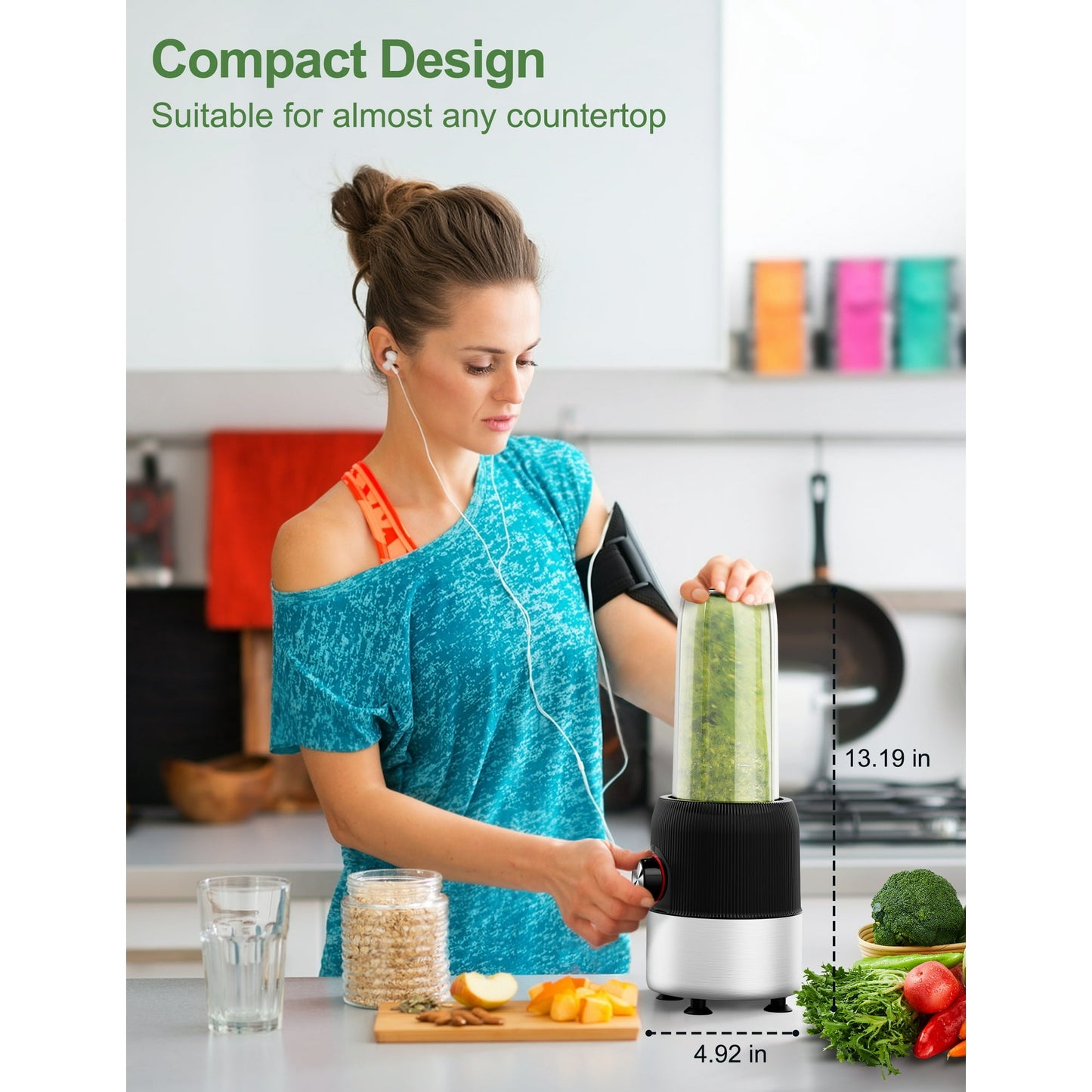 Suodoka 2-in-1 Multipurpose Blenders for Smoothies with 22oz No-BPA Portable Bottle, Coffee/Spices Jar Bottle for Grinder, New