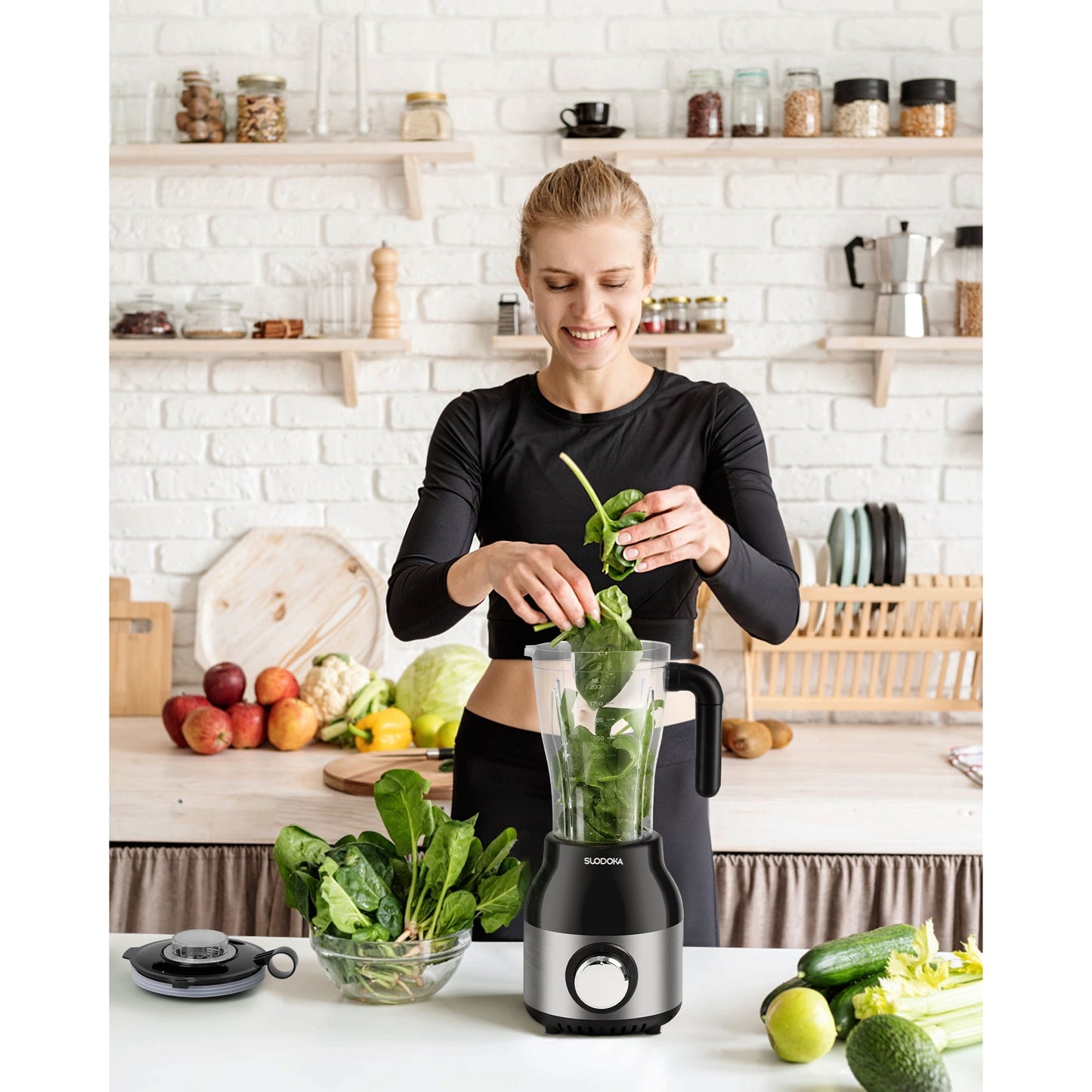 Suodoka Countertop Blender Food Processor Combo, 4 in 1 Kitchen Electric Blender/Grinder/Chopper,New