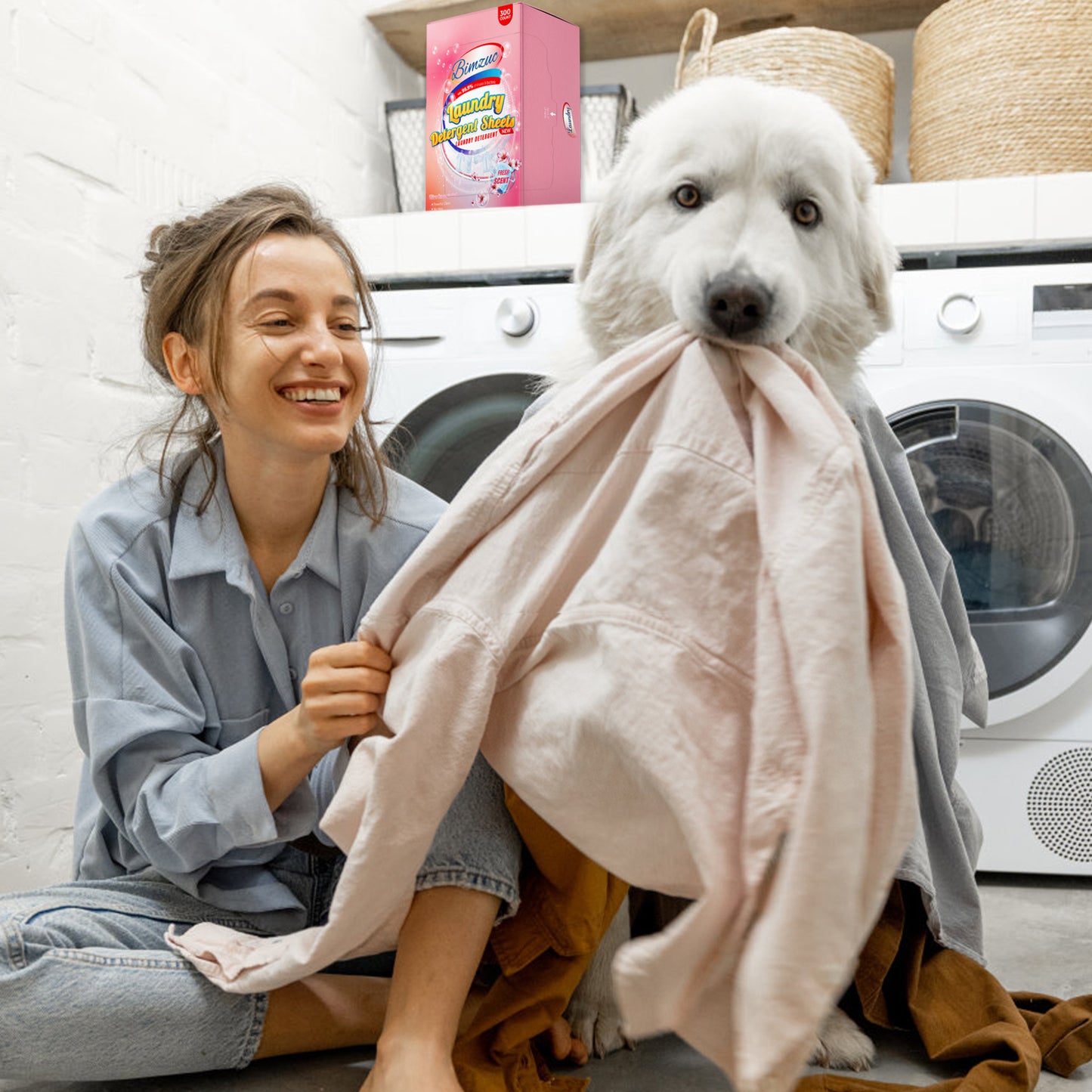 BIMZUC Laundry Detergent Sheets, 300 ct, up to 600 Small Loads, Eco Washing Supplies, Linen Scent