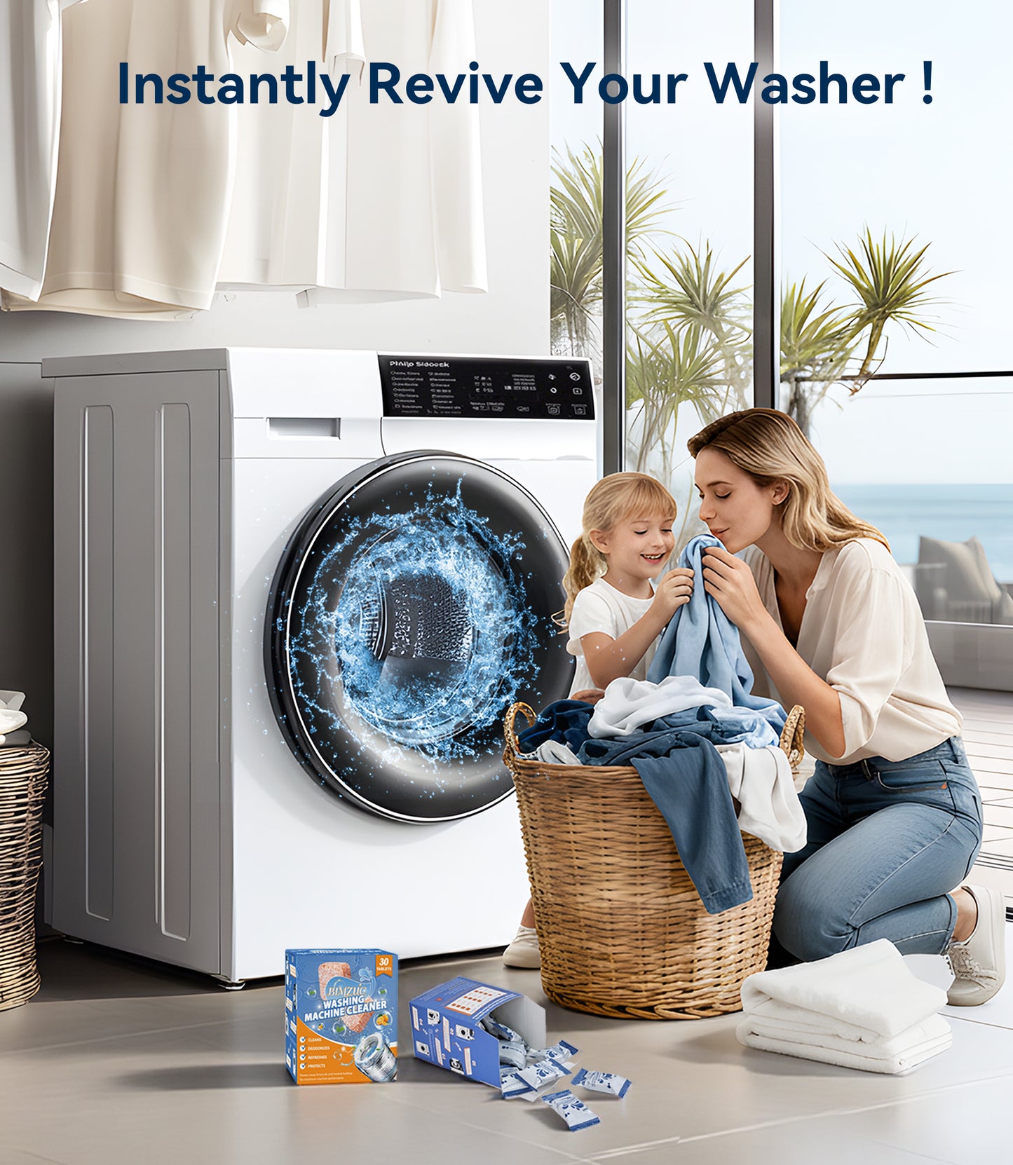 BIMZUC Washing Machine Cleaning Tablets, 30 Tablets , Deep Cleans Washing Machine Grime, Large Capacity, Orange Scent