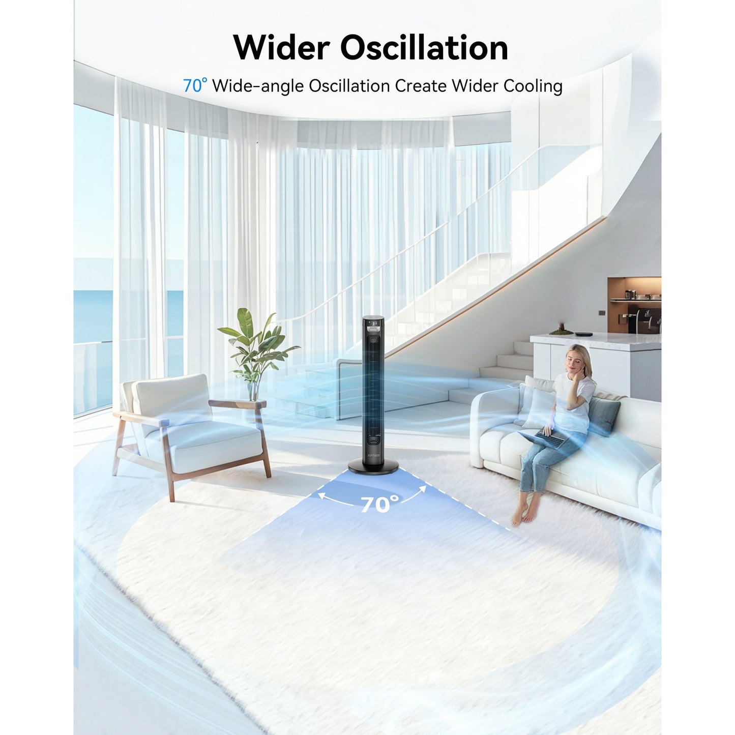 NFTIGB 36'' Tower Fan 75° Oscillating Standing Floor Fan, 3 Speeds & Modes,12H Timer for Home,New